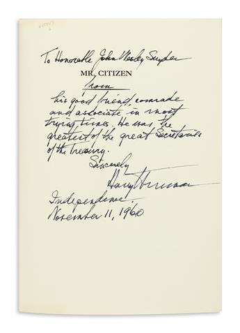 TRUMAN, HARRY S. Mr. Citizen. Signed and Inscribed, on the half-title: